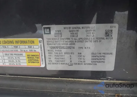 2016 Chevrolet Traverse Ls z USA, uszkodzony, nr VIN 1GNKRFED8GJ288214